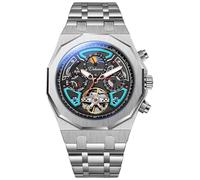DAXIAOYU Orologio sportivo da uomo, con tourbillon, automatico, meccanico, quadrante multifunzione, con fasi lunari, visualizzazione della data e della settimana, cassa in acciaio inossidabile,