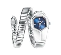 DAXIAOYU Temperamento Diamante Serpente Orologio per le Donne Moda Snakehead Dial Bracciale Orologio Da Polso Gioielli In Acciaio Inox Signore Vestito Orologi Al Quarzo, Argento blu, Lusso