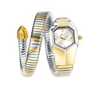 DAXIAOYU Temperamento Diamante Serpente Orologio per le Donne Moda Snakehead Dial Bracciale Orologio Da Polso Gioielli In Acciaio Inox Signore Vestito Orologi Al Quarzo, Argento Oro Bianco, Lusso