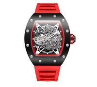 DAXIAOYU Tonneau, orologio da polso da uomo, alla moda, con meccanismo automatico, luminoso, impermeabile, con cinturino in silicone policromo, per casual e affari, Nero e rosso, Lusso
