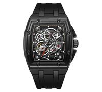DAXIAOYU Trend Skeleton Gear - Orologio da uomo con cinturino in silicone, automatico, meccanico, impermeabile fino a 3 atm, luminoso, orologio sportivo di lusso, nero, Lusso