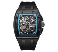 DAXIAOYU Trend Skeleton Gear - Orologio da uomo con cinturino in silicone, automatico, meccanico, impermeabile fino a 3 atm, luminoso, orologio sportivo di lusso, Nero e blu., Lusso