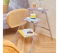 DAXUESEH Scala A 3 Gradini in Acrilico Sgabello Pieghevole con Design 2 in 1 Scala A Gradini Leggera E Portatile con Ampio Pedale Antiscivolo per Casa E Ufficio
