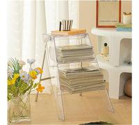 DAXUESEH Scala A Tre Gradini in Acrilico Sgabello Scala Portatile Scala Multifunzionale Per La Casa Nordica Sgabello Pieghevole Trasparente Scaletta Antiscivolo Con Pedale Per Libreria