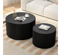 DAXUESEH Set Di 2 Tavolini Rotondi Impilabili Da 70 Cm + 50 Cm