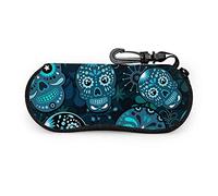 Day Dead Colorful Sugar Skull Floral Girls Custodie per occhiali Custodie morbide per occhiali da sole Custodia morbida con cerniera in neoprene portatile leggera Custodia per occhiali da uomo