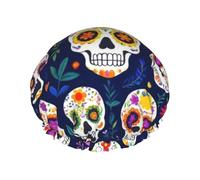 Day Dead Cool Mexican Sugar Skull Cuffia Da Bagno Per Donna Antiscivolo Cuffia Da Doccia Flessibile Shower Caps Per Spa Salone Casa