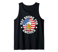 Day Drunk for America Drinking American Flag 4th of July Canotta