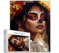 Day of Dead Maschera Donna 1000 Pezzi Puzzle 50x70cm Adulti Teen Home Decor Sfidante Giochi di Attività Familiari Colorato Fai da Te Artigianato Puzzle per la Decorazione Domestica Regali