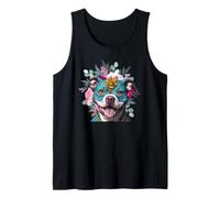 Day of Dead Pit Bull Sugar Skull, Decorazione Floreale per Cani Canotta