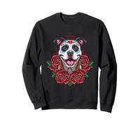 Day of Dead Pit Bull Sugar Skull, Decorazione Floreale per Cani Felpa
