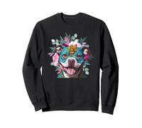 Day of Dead Pit Bull Sugar Skull, Decorazione Floreale per Cani Felpa