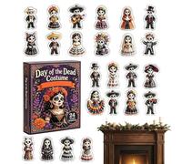 Day of the Dead - 24 Day Countdown | Halloween Box | 24 Mini 2D Surprise Ornaments, Festive Holiday Keepsake, Fun Daily Countdown Craft, for Table Counter & Desk