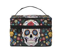 Day of The Dead Borsa cosmetica impermeabile portatile di grande capacità, 23 x 17 x 16 cm, per viaggi, sport all'aria aperta, regalo di nozze, Nero , Taglia unica