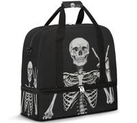 Day of The Dead - Borsone da viaggio per donne e uomini, con teschio, pieghevole, per sport, palestra, fine settimana, pernottamento, borsa da cabina con scomparto per scarpe, Multicolore