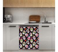 Day Of The Dead - Copertura magnetica per lavastoviglie, motivo teschio di zucchero, decorazione magnetica per frigorifero, cucina, porta, 58,4 x 66 cm