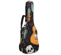 Day of The Dead - Custodia imbottita per chitarra acustica con motivo cactus, custodia protettiva per chitarra classica e basso elettrico, Multicolore 02, 42.9x16.9x4.7 in, Zaino casual
