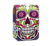 Day of The Dead - Custodia per rossetto, portatile, da viaggio, con specchio, mini rossetto, da donna, Multicolore, 9.5x2x7 cm/3.7x0.8x2.7 in
