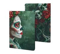 Day of The Dead - Custodia per tablet con teschio floreale compatibile con iPad 2019/2020/2021 (10,2 pollici), custodia protettiva con funzione sleep/wake