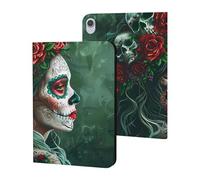 Day of The Dead - Custodia protettiva con motivo floreale e teschio, compatibile con iPad Mini6 (8,3 pollici), con funzione Sleep/Wake