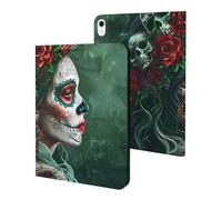Day of The Dead - Custodia protettiva con teschio floreale compatibile con iPad 10 (11,9 pollici), custodia protettiva con funzione sleep/wake