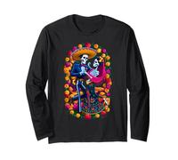Day of The Dead Dia De Los Muertos Skeletons Dancing Mexican Maglia a Manica