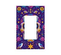 Day of The Dead Festival Skull Flower Light Switch Wall Plate Faceplate Cover Single Rocker 1 Gang Decorator Outlet Presa Coperture per Home Kitchen Room Bagno Decor