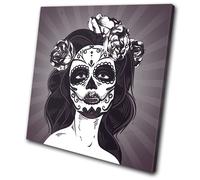 Day of the Dead Girl Illustration SINGLE TELA parete arte foto stampa