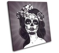 Day of the Dead Girl Illustration SINGLE TELA parete arte foto stampa
