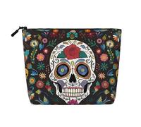 Day of The Dead Impermeabile Grande Capacità con Cerniera Viaggio di Lavoro Viaggio Casa Multifunzionale Makeup Bag Storage Bag Portamonete, Nero , Taglia unica