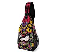 Day Of The Dead Kitty Cat Sugar Skull Unisex Borsa A Spalla Multitasche Borsa A Tracolla Leggera Zaino Monospalla Per Sportivo Lavoro Viaggio