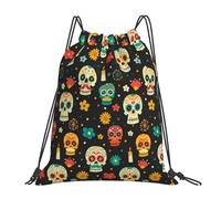 Day of The Dead Pattern Borsa con Coulisse Stringa Sacca con Cordoncino Pieghevole Borsa Palestra per Viaggi Uomo Donna 36X42Cm