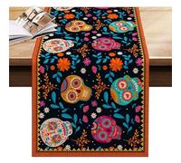 Day of the Dead Runner Sugar Skull Floreale - Mexican Tavolo Topper per per display, tavolo di celebrazione di decorazione scheletro, Bright Boho Dining Accent Family Gathering o Salon