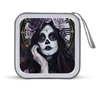 Day of The Dead Skull con Time CD Case Holder Portable 40 Capacità DVD Wallet Storage Organizer per Auto Viaggi, Stile:, Taglia unica