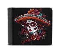 Day of The Dead Skull - Portafoglio da donna e da uomo, sottile, in pelle, con porta carte di credito, Stile:, Taglia unica