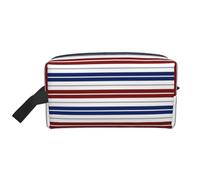 Day of The Dead Skull Print Storage Bag - Trousse organizer da viaggio per articoli da toeletta e cosmetici con cerniera - Riutilizzabile in tela, Rosso Blu Bianco Grigio Strisce, taglia unica