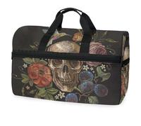 Day Of The Dead Skull Rose Humming Bird Dia De Muertos, borsone da viaggio per uomini, donne, ragazzi, ragazze, adolescenti, borsa da palestra oversize con scomparto per scarpe, per la notte, il fine