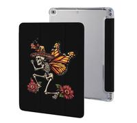 Day of The Dead Skull Skeleton Monarch Butterfly Cute Protective Case Compatibile per IPAD 2017/2018/Air1/Air2 (9,7 pollici) Custodia per tablet Trifold Antiscivolo
