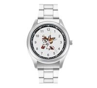 Day of The Dead Skull Skeleton Monarch Butterfly orologio casual da uomo con cinturino in acciaio inossidabile orologio da polso al quarzo in lega, Stile:, regular, Bracciale