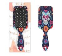 Day of the Dead - Spazzola per capelli a forma di teschio, per donne e ragazze, antistatica e liscia, con setole in nylon districante, design leggero di ventilazione per capelli bagnati e asciutti (21