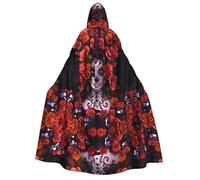 Day of the Dead Sugar Roses Skull Print Halloween mantello con cappuccio per feste, carnevale, mostre di fumetti, mascherata, unisex adulto