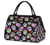 Day of The Dead Sugar Skull Borsa da palestra per uomo e donna, borsone sportivo da viaggio, impermeabile, per fine settimana, borsa leggera per bagaglio a mano