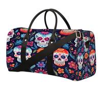 Day of The Dead Sugar Skull Borsa sportiva da palestra per uomini e donne, impermeabile, pieghevole, da viaggio, leggera, da portare con sé, borsa per la notte per allenamento in ospedale
