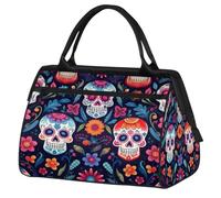 Day of The Dead Sugar Skull Borsa sportiva da viaggio per donne e uomini, borsone da viaggio di grande capacità, impermeabile, borsa da portare durante la notte, per palestra, viaggi, attività