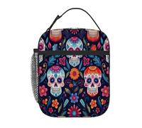Day of The Dead Sugar Skull - Borsa termica per il pranzo per bambini e bambine, a prova di perdite, riutilizzabile, borsa termica portatile per il pranzo, per scuola, picnic, viaggi, asilo nido
