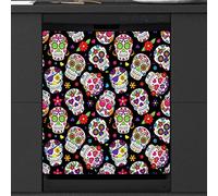 Day of the Dead Sugar Skull Lavastoviglie Coperchio Magnetico Frontale Lavastoviglie per Frigorifero Cucina Decorazione Porta Adesivo Magnetico, 58,4 x 66 cm