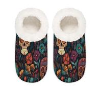 Day Of The Dead Sugar Skulls - Pantofole da casa per donne e uomini, in memory foam, antiscivolo, Multi, 37.5/38.5 EU