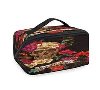 Day of The Dead - Trousse da viaggio per donne, uomini, ragazze, ragazzi, motivo floreale con teschio, borsa da toilette portatile, organizer per articoli da toeletta
