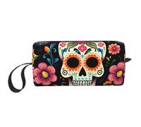 Day of The Dead - Trousse da viaggio resistente all'acqua, organizer per articoli da toeletta per donne e uomini, con teschio di zucchero, con cerniera, piccola borsa per attrezzi portatile