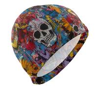 Day of The Dead White Skull Mens Swim per gli uomini capelli corti impermeabile per nuoto protezione dei capelli e riduzione della resistenza gorros para Nadar en Piscina Mujer